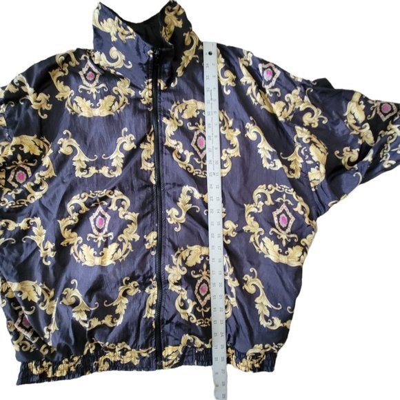 Vintage Slade Bold Baroque Print Bomber Jacket UK Size Large/12 - Picture 6 of 7